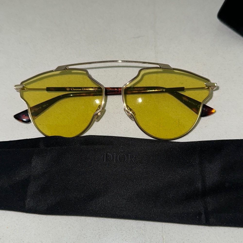 Dior Soreal Pop Yellow Solid Aviator Unisex Sunglasses